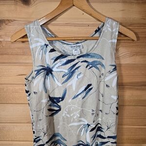 Vintage Toscano Designs Tank Maxi Dress Cotton Linen Floral Tropical Medium USA